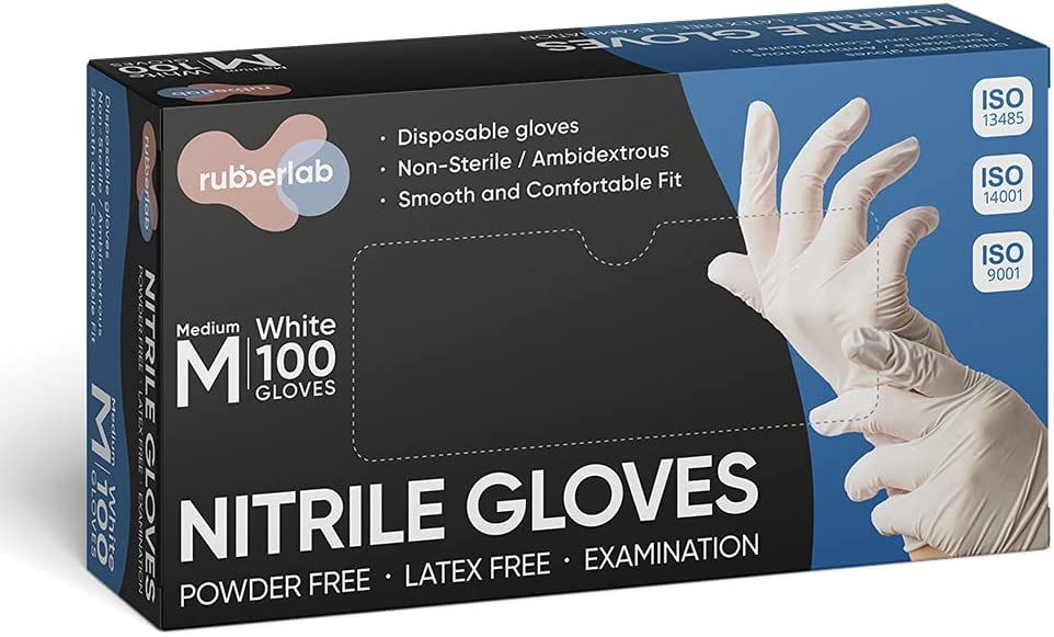 Disposable Gloves White Nitrile Rubber Latex Gloves Laboratory