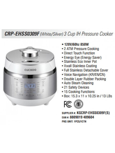 CRP-HR0867F IH 8 Cups Pressure Rice Cooker, Silver, 110V